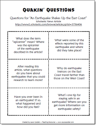 Quakin Questions Free Comprehension Questions And A Link To An Online Article About E Elementary Science Activities Science Teaching Resources Teaching Science