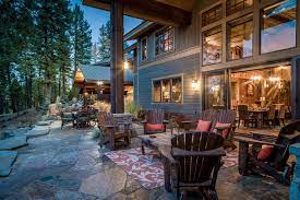 montana mountain house log cabin house tribal outdoor patio large windows mountain mansion mansions patio