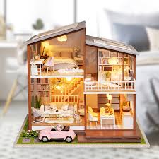Recently, my daughters were given a free dollhouse that has been lovingly passed from neighbor to neighbor in our community. Cute Families House Miniature Dollhouse Slow Time Loft Villa Wood Diy Dollhouse Valentine Gift Kids Toys For Children Doll House Accessories Aliexpress