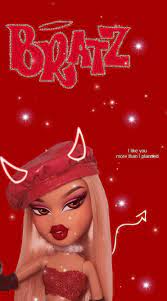 Bratz red glittery sparkly wallpaper good for profile picture all social media feed filler bratz with pearls blond hair red latex hat. Pin On Red Lipstick Makeup