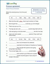 These worksheets for class 3 english or 3rd grade english worksheets help students to practice, improve knowledge as they are an effective tool in understanding the subject in totality. Pronoun Agreement Worksheets K5 Learning