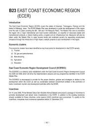 The ecer master plan, approved by the government in 2008, was. B23 East Coast Economic Region Ecer