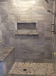 Pebble Rock Shower Floor And Tile In Greys And Beige 12x24 Give This Shower A Relaxing Feel Remodel Bedroom Small Bedroom Remodel Lake House Bathroom