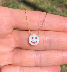 Looking for a good deal on face smiley? Happy Face Necklace Opal Smiley Face Pendant Opal Necklace Etsy