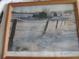 LES CAMPBELL "WINTER MORN" PHOTOGRAPH FARM IN NEW ENGLAND 15 1/2 X 11 1/2  FRAMED