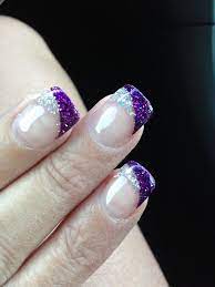 The core hue is a light shell pink that fades to pure white at the tips in a transition. 23 Purple French Manicure Ideas Purple Nails Nail Designs Nail Art Designs