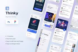 It is a great solution if you would like to showcase your mobile application for ios or even web design and any other ui element. Thinky Blog News Ios App Design Figma Psd In Ux Ui Kits On Yellow Images Creative Store
