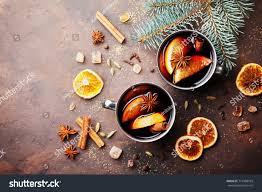 Two Cups Of Christmas Mulled Wine Or Gluhwein With Spices And Orange Slices On Rustic Table Top View In 2020 Holiday Punch Recipe Mulled Wine Vegetarian Recipes Easy