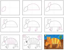 Draw four mammals draw four mammals. How To Draw An Armadillo Art Projects For Kids