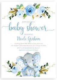 Blue Elephant Baby Shower Invitation Boy Baby Shower Invitation Elephant Baby Shower Invitations Boy Elephant Baby Shower Invitations Baby Shower Invitations