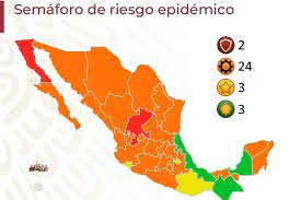 19 estados quedan en verde, 8 en amarillo y 5 en naranja. Casi Todo Mexico Se Pinta De Naranja En El Semaforo De Covid Mientras Ya Hay Tres Estados En Verde