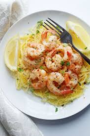 Light Shrimp Scampi With Spaghetti Squash Recipe Recipes Seafood Recipes Healthy Pasta Dishes