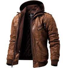 Weekly Deal Flavor Hooded Leather Moto Jacket Leather Jacket With Hood Leather Jacket Men Real Leather Jacket