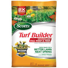 Scotts Turf Builder Winterguard 14 Lbs 5 000 Sq Ft Fall Lawn Fertilizer Plus Weed Control 50250 The Home Depot