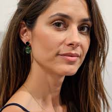 Green Stone Sweety Earrings in Gold-Plated Silver