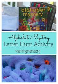 A handful of letter games to go alphabet mystery book and alphabet adventure to teach your preschooler the letters of the alphabet. Alphabet Mystery Letter Hunt Activity Letter Activities Preschool Alphabet Activities Alphabet Preschool