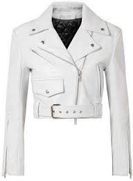 White Cropped Leather Biker Jacket Sale Up To 70 Off The Outnet Calvin Klein 205w39nyc White Cropped Jacket Cropped Leather Jacket White Leather Jacket