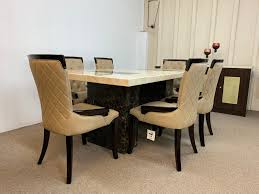 Dining set is in good condition. Brisbane Marble Dining Table Cream Brown 180cm 6x Tirana Beige Chairs Designer Marble
