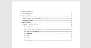 For those writing a lengthy document, i.e. Example For Table Of Contents