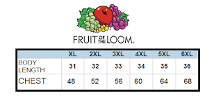 Fruit Of The Loom Size Chart Large Lad Clothing