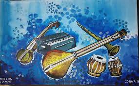 Sitar, dilruba,esraj,ektara are other stringed instruments. Acrylic Painting On Indian Music Instruments Acrylic Painting Indian Music Painting