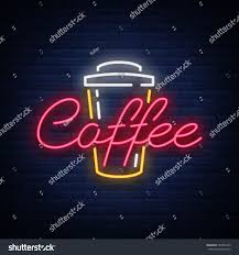 Coffee Neon Sign Logo Vector Illustration Emblem In Neon Style Bright Night Sign Night Advertisement Of Coffee Neon Signs Neon Vector Logo