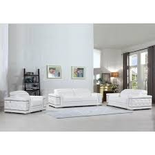 Give your living room setting a modern contemporary charm with this elegant and luxurious living room sofa from global united industries. Divanitalia Ferrara Luxury Italian Leather Upholstered Complete 3 Piece Living Room Sofa Set White Walmart Com Walmart Com