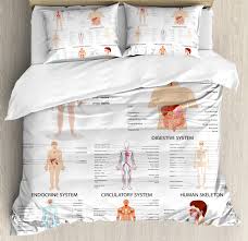 Human Anatomy King Size Duvet Cover Set Complete Chart Of Different Organ Body Structures Cell Life Medical Illustration Decorative 3 Piece Bedding