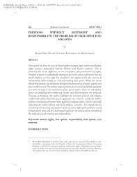 Between 1986 and 2007, the official term bahasa malaysia was replaced by bahasa melayu. Pdf Freedom Without Restraint And Responsibility The Problem Of Hate Speech In Malaysia
