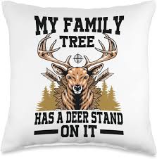 My Family Tree Has A Deer Stand On It-Hunting Throw Pillow, 16x16,  Multicolor