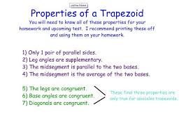 Properties Of Trapezoids Math Notes Trapezoid Math Boards
