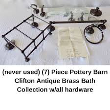 Pottery barn bath sussex 24 bathroom double towel bar in chrome. Never Used 7 Piece Pottery Barn Clifton Antique Brass Bath Collection W All Hardware August 2019 Estate Auction K Bid