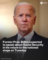 Former Pres. Biden returns to the national stage Tuesday to elevate  concerns that Pres. Trump's agenda is threatening the health of Social  Security. Read more: https://abcnews.link/jF1u1z2