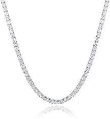 Tennis chain real solid 925 sterling silver single row iced diamond necklace. Buy Mdfun Tennis Chain 18k White Gold Plated 4 0mm Round Cubic Zirconia Cut Tennis Necklace For Women And Men 3 Style Of Clasp Online In Indonesia B07tktfxb2
