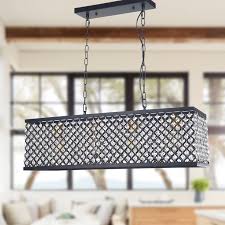 Featuring clear glass shades and metal finishes, these ceiling lights are perfect for any living room, dining room or entryway placement. Black Kitchen Island Lighting Linear Dining Room Chandelier Adjustable Overstock 30272427