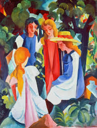 August Macke Vier Madchen Kunstdruck Leinwandbild Gerahmtes Bild Glasbild