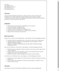 vendor management analyst resume