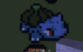 Pokemon Bulbasaur Pixel Art Minecraft Map I do not take credit for this art i simply blew up the image and added the grid i do however take credit for recreating t. pokemon bulbasaur pixel art minecraft map