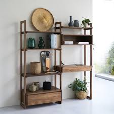 En deux parties superposées, elle se déplace facilement. Bibliotheque Double En Teck 180 Cm Rangements De Bureau Tikamoon