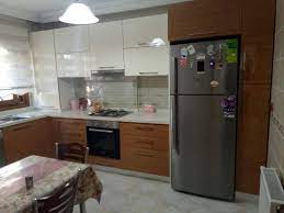 bambu ve krem renkli acrylic ankastre mutfak dolabi feza mutfak mutfak dolaplari mutfak dolabi mutfak