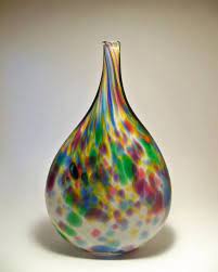 Hand Blown Art Glass Teardrop Vase Mixed Jewel Tone Colored Etsy Blow Art Hand Blown Glass Art