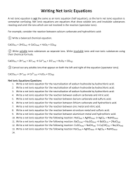 It explains how to predict the products of double replacement reactions and acid ba. Writing Net Ionic Equations