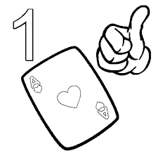 pour illustrer le chiffre 1 dessin nous montre une carte a jouer l as de coeur et un doigt la m main coloriage hugo mickey mouse
