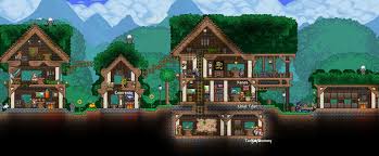Pre Hardmode Living Wood Town Terrariadesign Terraria House Design Terraria House Ideas Terrarium