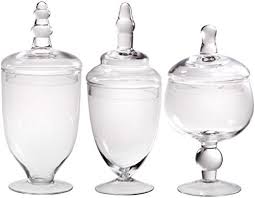 The most widely used shapes include diamond star jar, printed glass container, beaker glass canister, barrel round glass jar, mercury glass jar, embossed glass jar, painted glass apothecary jar, hexagon. Palais Glassware Clear Glass Apothecary Jars Set Of 3 Wedding Candy Buffet Containers Small Clear Buy Online In Dominica At Dominica Desertcart Com Productid 23875419