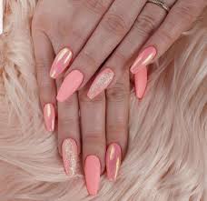 Pin By Diamond Bergeron On Naglar Coral Nails With Design Neon Coral Nails Salmon Nails