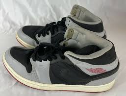 Jordan 1 Mid Red Grey For Sale Ebay