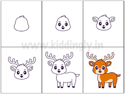 How To Draw A Reindeer | Step By Step Tutorial | Kiddingly