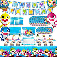 Birthday decorations birthday party themes boy birthday birthday supplies party supplies shark cake shark family monster truck birthday disney cars party. Baby Shark Party Decorations Walmart Cheap Online Shopping