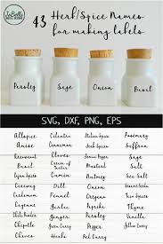 Herb Label Svg Bundle Of 43 Spice Labels Spice Jar Labels Herb Labels
